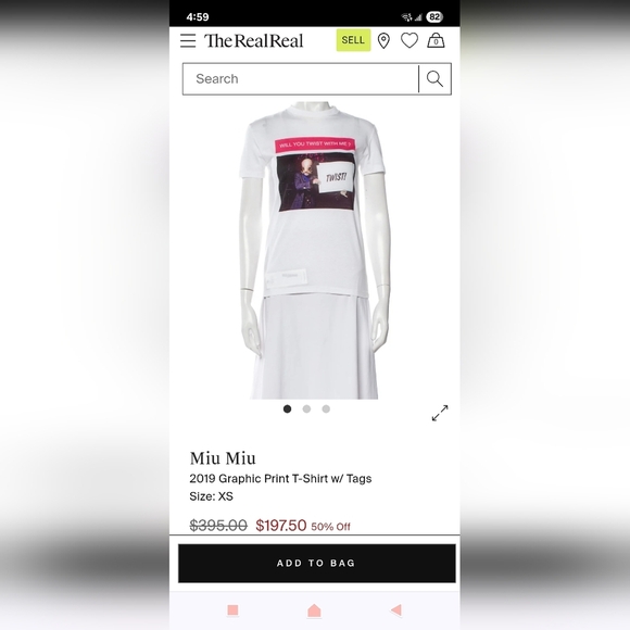 Miu Miu White Tee with Gold Pin Detail - Picture 6 of 6